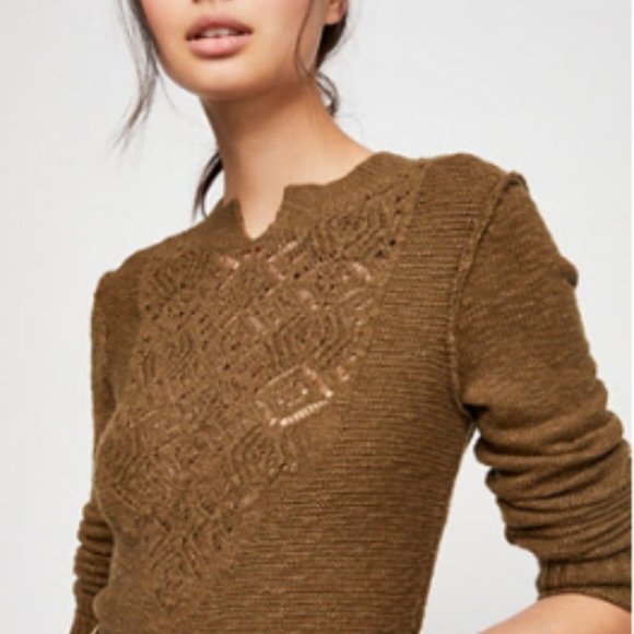 Free People Frosted Lace Sweater - Army - Picture 1 of 5